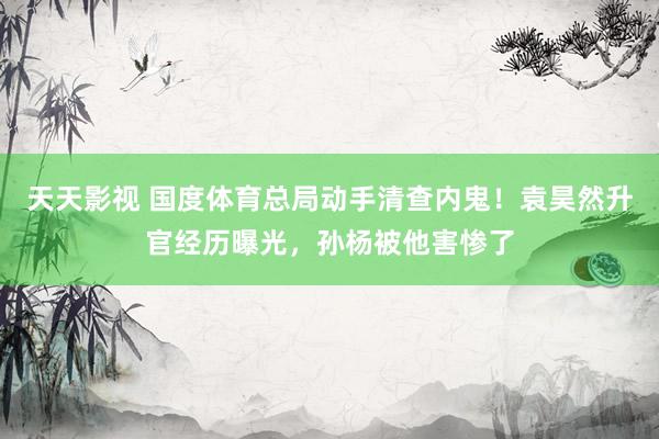 天天影视 国度体育总局动手清查内鬼！袁昊然升官经历曝光，孙杨被他害惨了