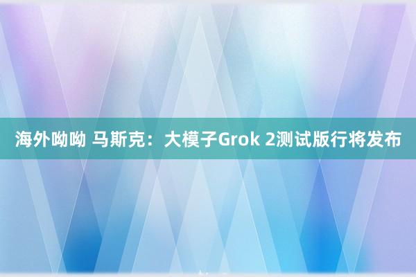 海外呦呦 马斯克：大模子Grok 2测试版行将发布