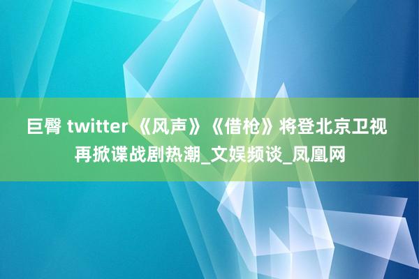 巨臀 twitter 《风声》《借枪》将登北京卫视 再掀谍战剧热潮_文娱频谈_凤凰网