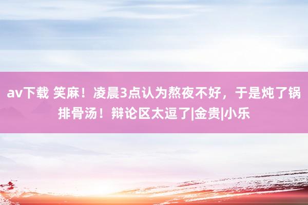 av下载 笑麻！凌晨3点认为熬夜不好，于是炖了锅排骨汤！辩论区太逗了|金贵|小乐